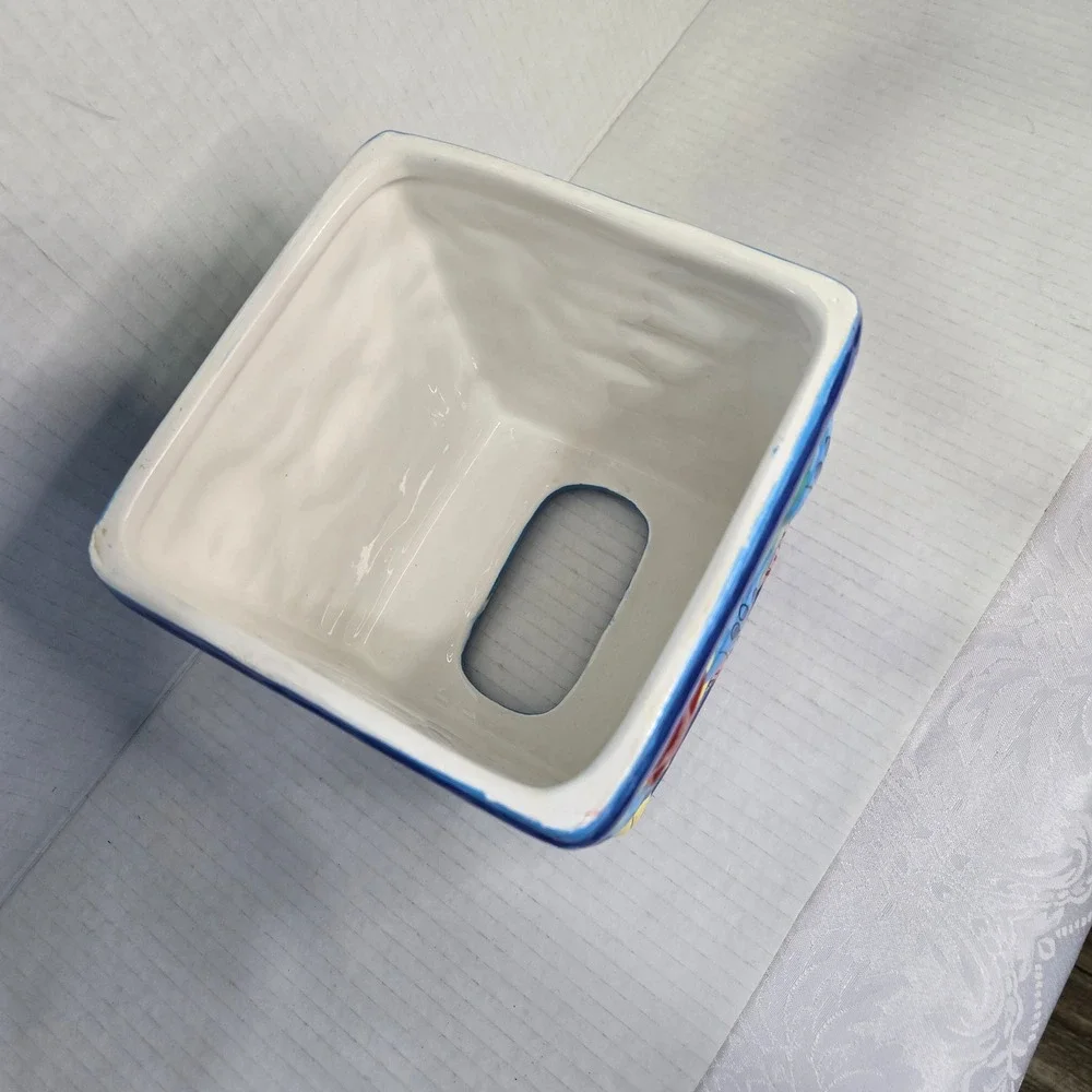 Cathie Raney Ceramic Tissue Box Cover 3D Tropical Fish Ocean Coral Reef Blue